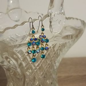 Gorgeous blue & teals rhinestone earrings